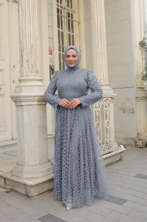 Boncuk İşlemeli Battal Beden Abiye